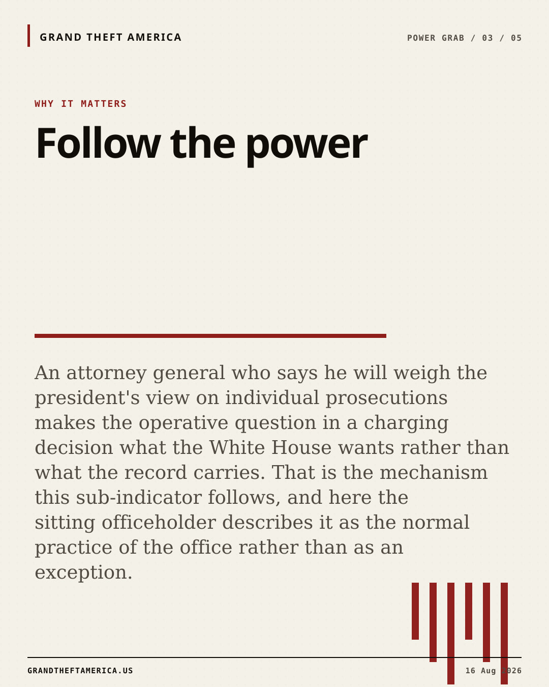 Why it matters slide for Blanche refuses to pledge DOJ independence and says he will weigh Trump's view on prosecutions